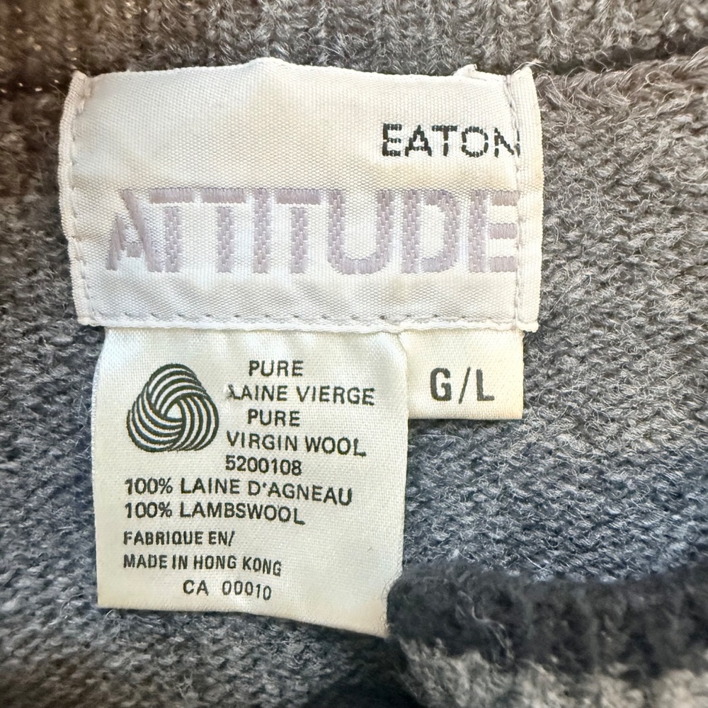 🤍 Vintage 80s Grey Knit Cardigan with Argyle Pocket - Picture 8 of 8